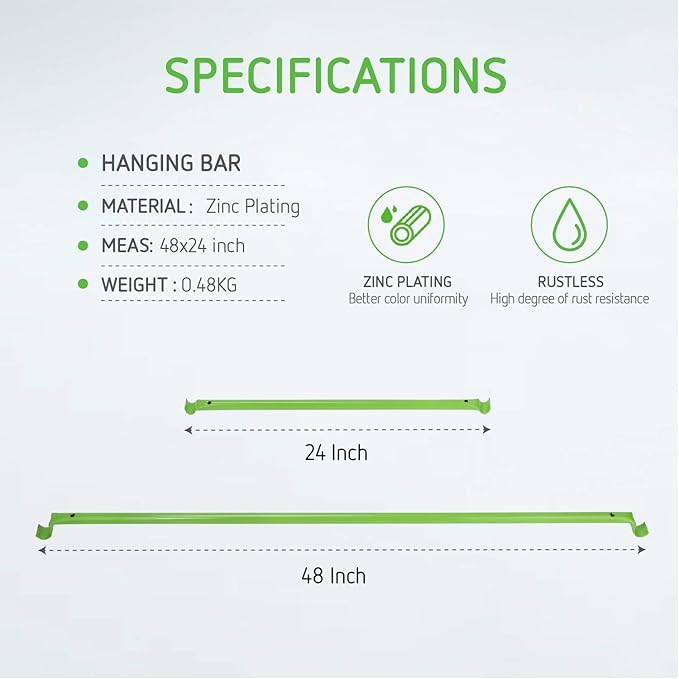 2pcs VIVOSUN Grow Tent Support Poles, Hanging Bar for 4x2 Grow Tent 48" x 24”