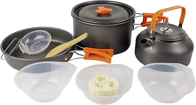 Outdoor Kitchen Utensils Set 9 Pcs Camping Hiking Cookware Portable Picnic Tableware Tourism Supplies Kit with Accessories Combination