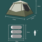 Outdoor Camping Tent,3-4 Person Instant Family Camping Tent - Pop-Up Quick Setup Outdoor Tents Automatic Tents for Parties,Picnic,Outdoors Travel,Camping