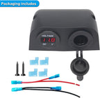 12/24V Multi-Functional 2-Hole Tent Panel Car Conversion Socket Cigarette Lighter Power Adapter+Digital Voltmeter Waterproof Socket Combination for Car Boat RV