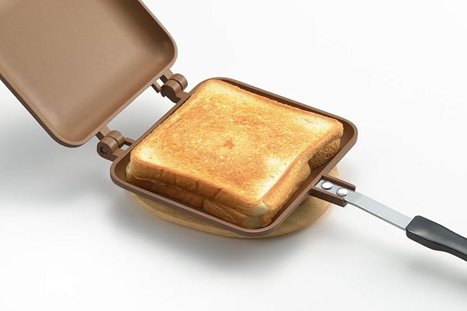Yoshikawa SJ2629 Hot Sand Maker, For Gas Fire, Single Fluorine Processed, Total Width 5.9 x Length 13.8 x Height 1.3 inches (15 x 35 x 3.2 cm), Brown, Outdoor Camping