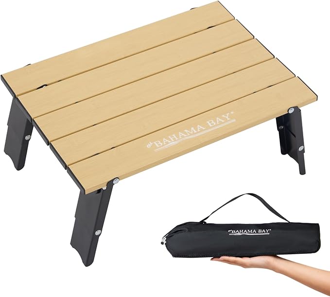 Old Bahama Bay Ultralight Aluminum Mini Table, 66lbs/30kg Weight Capacity, Foldable Small Beach Table with Retractable Legs,Suitable for Picnic Camping Outdoor Hiking