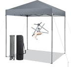 Tangkula 6.6x6.6 Ft Pop Up Canopy, 1 Person Instant Setup Canopy Tent with Center Lock, UPF 50+ Sun Protection, 8 Stakes, 4 Ropes, Portable Outdoor Canopy with Carrying Bag
