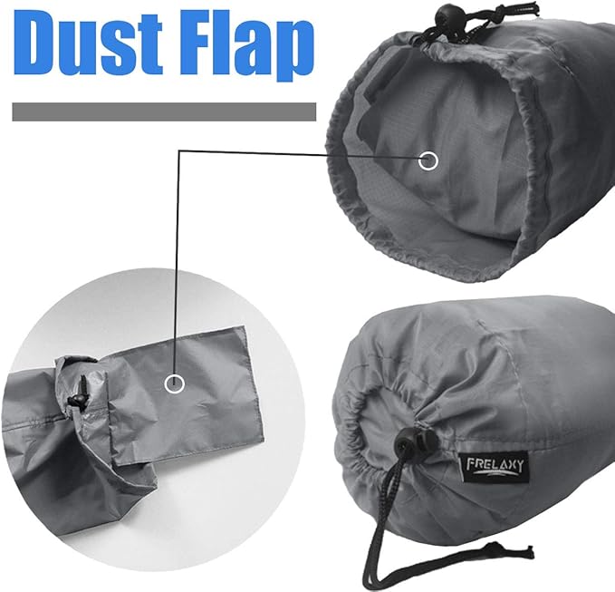 Frelaxy Stuff Sack Set 5-Pack (3L&5L&9L&15L&20L), Ultralight Ditty Bags with Dust Flap for Traveling Hiking Backpacking (Neon Green&Orange&Gray&Army Green&Black)