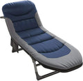 Folding Camping Cot for Adults with Adjustable Backrest & Pillow, Portable Lounge Chair Bed, 6-Position Recliner, Waterproof Outdoor Cot Supports 450lbs, Includes Side Pocket (Blue)