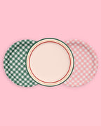 xo, Fetti Camp Gingham Paper Plates - 24 pk, 9" | Bachelorette Decorations, Camp Bride, Getting Lit + Getting Hitched, Gingham Birthday Party, Glamping Baby Shower Supplies, Cool Cake Plates