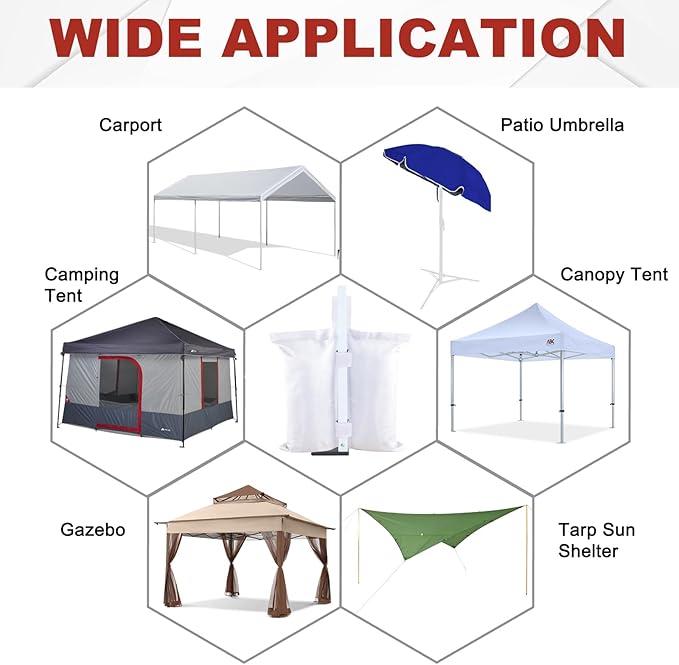 ABCCANOPY Canopy Weights 120 LBS Tent Sand Bags,4-Pack White (Without Sand)