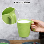 Ribbed Drinking Glasses Coffee Mugs Set of 8, Plastic Coffee Cups 16.9 OZ Unbreakable Tumblers with Handle, Reusable Drinking Cups for Camping/Dorm/RV