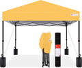 Best Choice Products 10x10ft Pop Up Canopy Tent, Outdoor Shade, 1 Person 1 Minute Set Up, Carry Case, 4 Weight Bags - Marigold