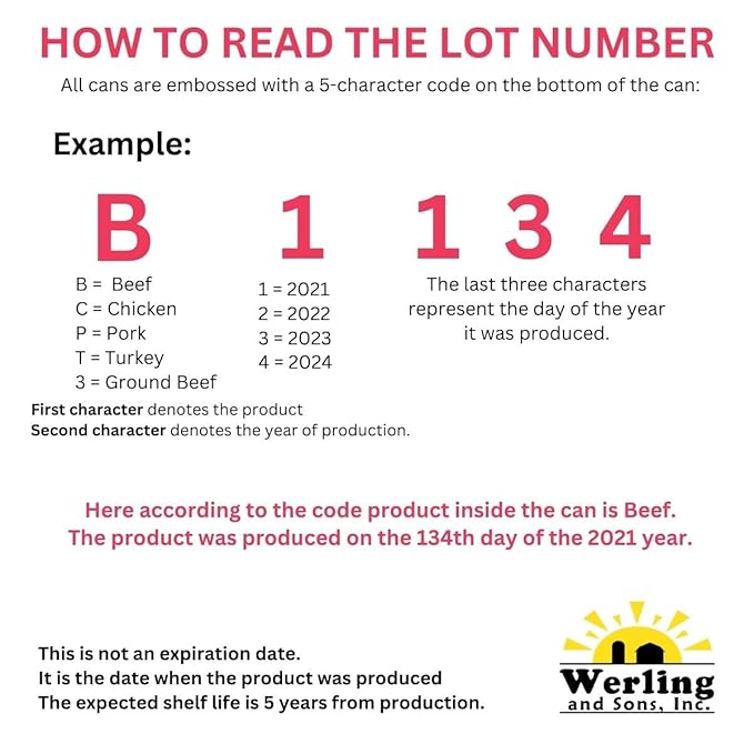 Werling & Sons Canned Chicken 28 Oz– Fully Cooked, Ready to Eat | Premium Quality, Recipe-Ready Canned Meat | 5-Year Shelf Life | Pantry Staple for Camping, Survival & Emergency Use | Made in USA | Pack of 6