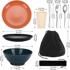 Kyraton Camping Utensils - Mess Kit for Travel, Picnic, Outdoor, Camping Gear - Silverware Set, Cup, Bowl, Plate - Essentials for 4