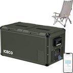 ICECO VL75ProD 75L Dual Zone Refrigerator, Portable Fridge with SECOP Compressor, Multi-directional Lid, 0-50°F, APP Control, Dual USB 12/24VDC&110-240VAC, Car Refrigerator| With Camping Chair-Grey
