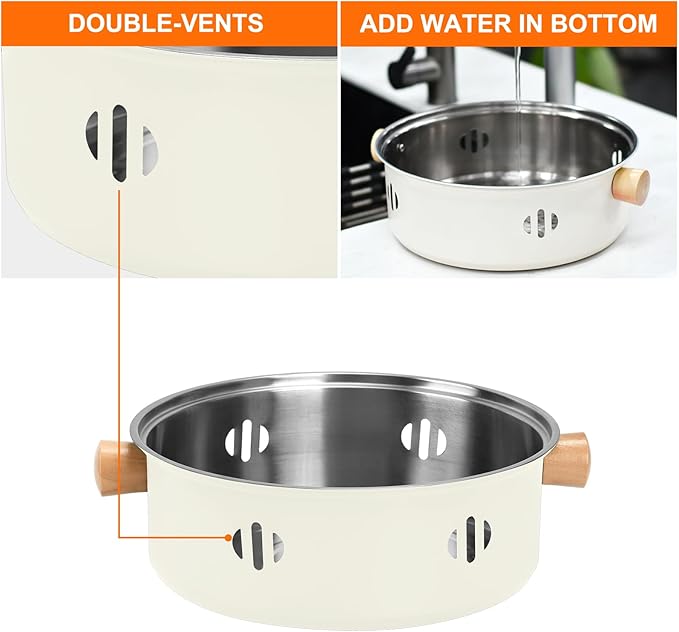 Portable Charcoal Barbecue Grill, 1pc Mini BBQ Grill Multifunctional Charcoal Grill Smokeless Round Tabletop Charcoal Grill for Indoor Outdoor Cooking Home Party Picnic Camping (Beige)