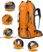 Bseash 60L Waterproof Hiking Camping Backpack with Rain Cover, Large Outdoor Sport Travel Daypack Rucksack for Climbing