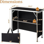 Outdoor Folding Camping Table Portable Bar Tables, Tradeshow Podium Table for Indoor, Outdoor, Party, Picnic, Exhibition, Includes Carrying Case, Storage Shelf and Black Skirt (Black)