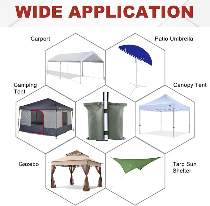ABCCANOPY Canopy Weights 120 LBS Gazebo Tent Sand Bags,4-Pack Gray (Without Sand)