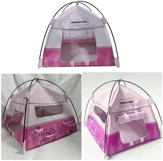 Mini Tent,Model Tent Decoration with Chair,1:12 Miniature Doll Camping Model Tents Movable Decorative Scene Accessories Photography Props Miniature Model Tent for Tiny Pets (pin k)