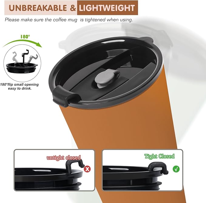 4 Pack Plastic Travel Coffee Mug Set, 20 oz Spill Proof Drinking Cups with Lids, Pobtable to Go Camping Coffee Tumbler Reusable Coffee Mugs with Lids, Dishwasher & Microwave Safe
