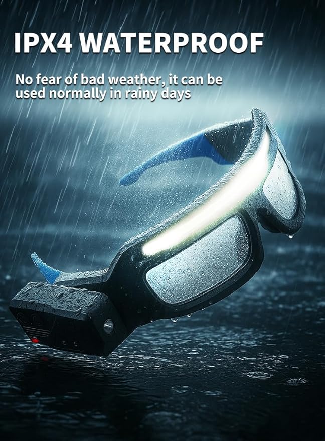 LED Glasses Rechargeable Headlight Glasses with Motion Sensor and Touch Control， 5-Mode Headlamp Glasses, Suitable for Running, Camping, Fishing, Cycling, Hiking, Hands-Free, Lighted Glasses(Yellow)