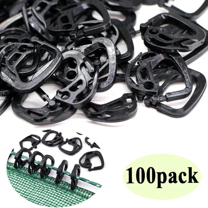100pcs Shade Cloth Plastic Clips Hooks, Reusable Lock Grip for Sunshade Net, Windproof Garden Buckle Clip for Tent Shelters Fixing, Greenhouse Film, Awning Canopy, Anti Bird Netting Clamps