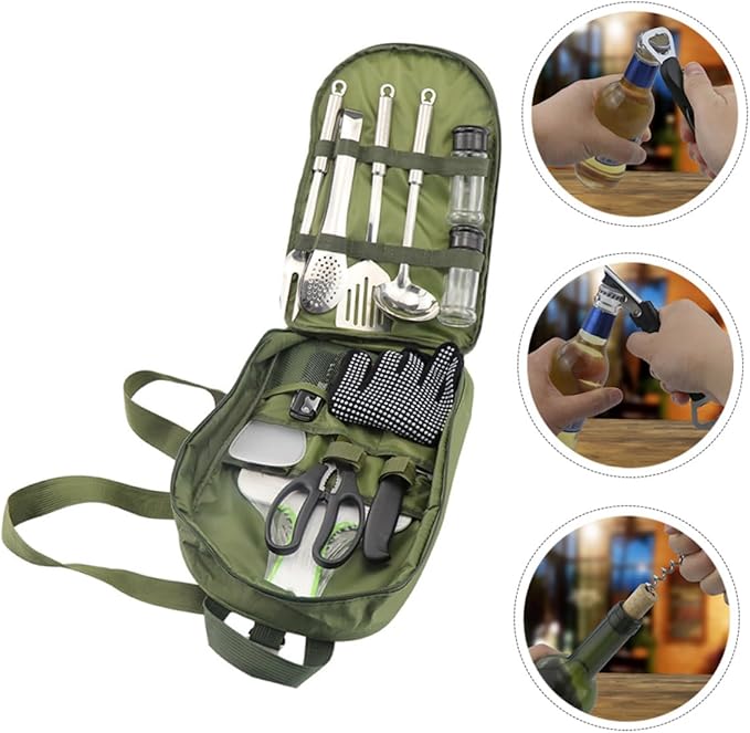 Outdoor Camping Cutlery Kit Portable Camping Tableware Set Bag Sturdy and Tools for Hiking