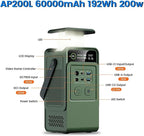 Power Station, AP200L 200W Portable Power Bank 192Wh Solar Generator Camping Station with LED Light,for Outdoor Camping Home