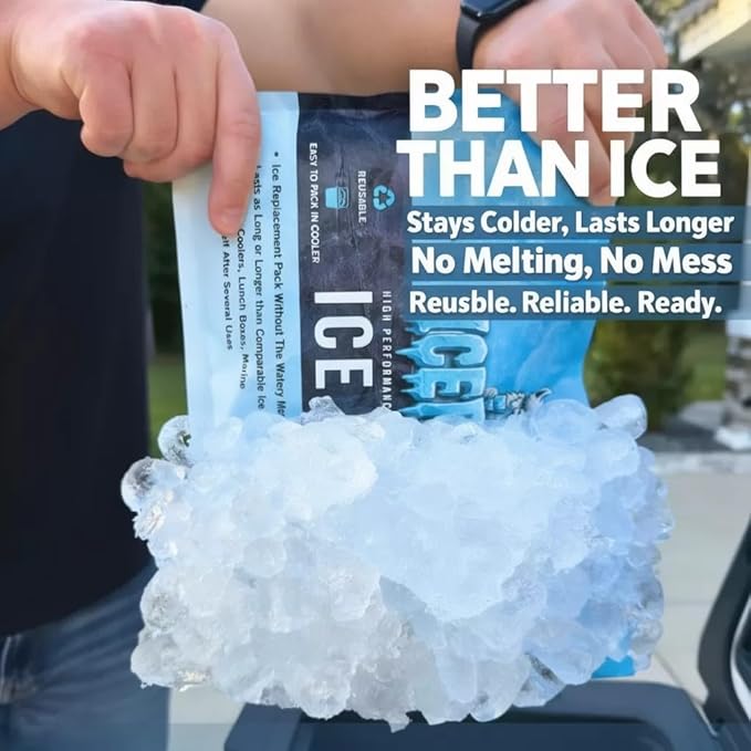 Ice Pack for Coolers, (3 Pack) High Performance, Reusable Long-Lasting Cold Pack for Lunch Boxes, Camping, Travel & Marine Use – Non-Toxic, Leakproof, No Watery Mess