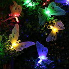 Butterfly Solar String Lights Outdoor, Waterproof 12 LED Solar Fairy Lights for Garden Patio Christmas Yard Party Camping Decor