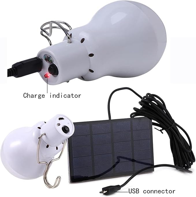 Solar Light Bulb Portable 350LM Solar Powered Camping Light Led Lantern Outdoor for Lamp Light Hiking Fishing Tent Indoor Shed Chicken Coop Hurricane Emergency with USB Chargeable