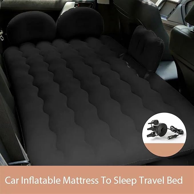 Camping Inflatable Mattress, Car Inflatable Bed, Automatic Pump Air Mattress, Portable Sleeping Mat, Long-Distance Travel Comfort Accessories (Black)