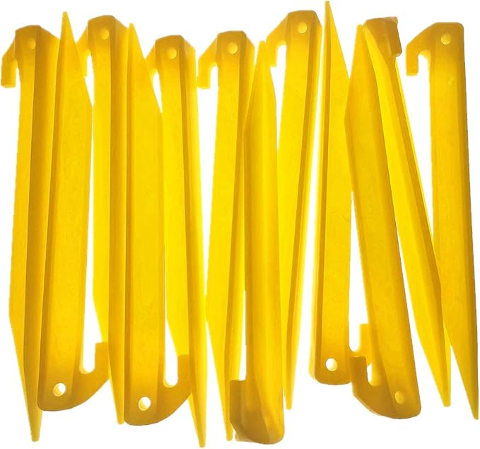 9 Inch Plastic Tent Stakes -12 pcs Heavy Duty and Larger Durable Tent Pegs Spike Hook for Campings Outdoor and Garden Lawn, Sturdy Canopy Stakes Accessories Suitable for Sand Beach Woods