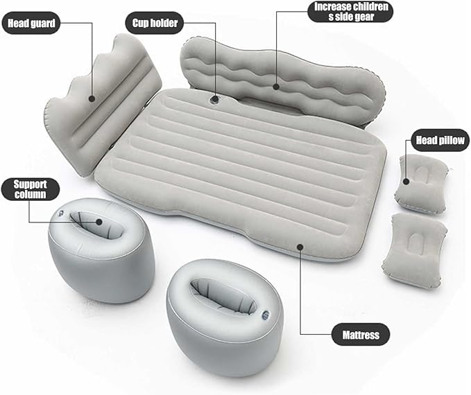 Bed Car Mattress Camping Mattress, Inflatable Thickened Car Air Bed with Air Pump Portable Sleeping Pad Mattress for Home Car Travel Camping,Green