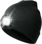 LED Beanie Hat with Light, Headlamp Beanie Cap Unisex Winter Warm Knit Night Light Hat, Knit Beanie Gifts for Men Women Kid