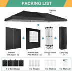 COBIZI 10x20 Pop Up Canopy Tent Commercial Instant Shelter with 6 Sidewalls, Durable Waterproof Portable Gazebo UPF 50+ for Outdoor Party, Wedding, Vendor Events (Black)