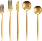 Matte Gold Silverware Set, Oliviola 60-Piece Stainless Steel Flatware Cutlery Set Service for 12, Satin Finish Kitchen Utensil Set, Dishwasher Safe