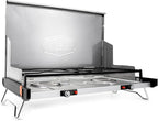 GSI Outdoors Pinnacle Pro 2-Burner Camping & Tailgating Stove, Ultra-Slim Portable Propane, 25,000 BTU, Windscreens, Folding Legs, Outdoor Cooking