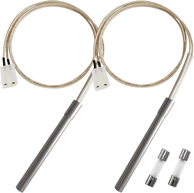 2 Pack Hot Rod Ignitor Compatible with Pit Boss & Camp Chef Wood Pellet Grill, Heating Element Kit Comes with 2pc Fuses