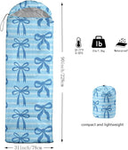 Colorful Bow Sleeping Bag, 3 Season Warm Cool Weather, Hand Drawn Bow Camping Sleeping Bag for Adult, Cute Bowknot Camping Backpacking for Outdoor Traveling Hiking Hunting Gear Equipment