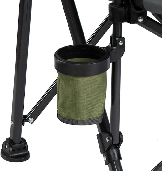 Backyard Expressions Heated Camp Chair with Cupholder – Portable Folding Camping Chair with 3 Heat Settings, USB Powered, Lightweight & Durable – Outdoor Heated Chair for Camping, Tailgating & Sports