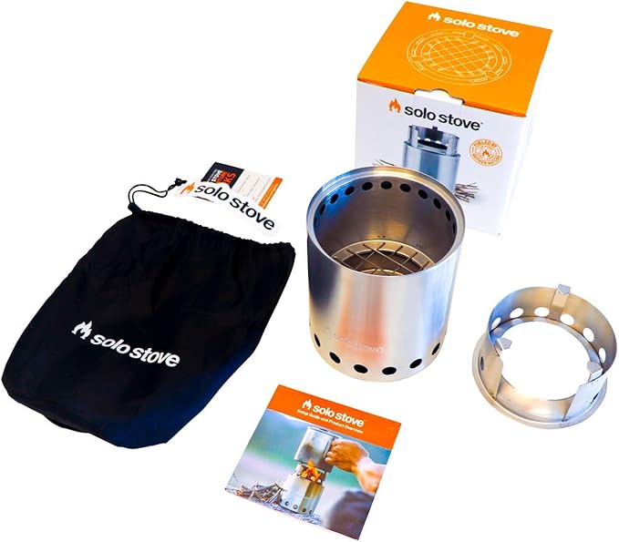 Solo Stove Titan Camping Stove Portable Stove for Backpacking and Outdoor Cooking Great Stainless Steel Camping Backpacking Stove Compact Wood Stove Design-No Batteries or Liquid Fuel Canisters Needed