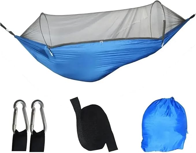 Camping Hammock With Mosquito Net Sleeping Tent Hammock Suitable Camping Hammock Outdoor Furniture，Compatible For Garden(Blue)