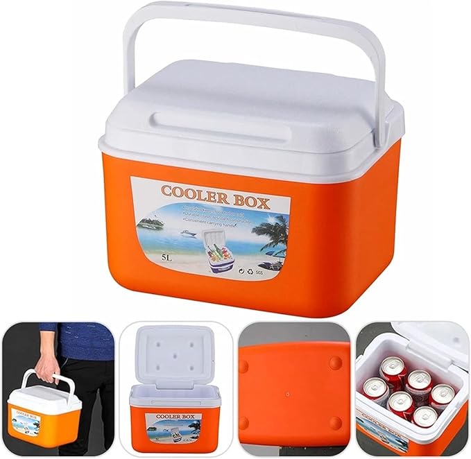 SIXRUN 5L Portable Cooler Box, Multifunctional Keeps Food Freshness and Drink Cool Insulated for Travel Camping Fishing and Outdoor Activities