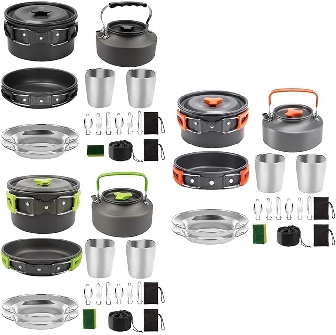 Camping cookware Camping Cookware Made of Hard Alumina Portable Folding Outdoor Cooking Set Hiking Picnic Tableware Tools Travel Equipment for Outdoor Camping and Picnic Ect