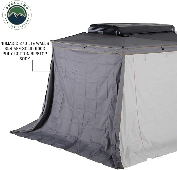 Overland Vehicle Systems HD Nomadic 270 LTE Passengers Side Awning Wall 3 and 4 | Dark Gray | Awning Sold Separately | 18359909