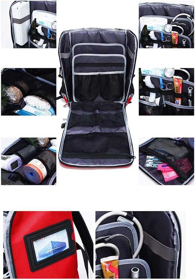 First Aid Kit Package Postpartum Visit Package, Community Care Backpack, Multifunctional Emergency Care Package for Home, Workplace, Travel, Camping, Hiking(Red)