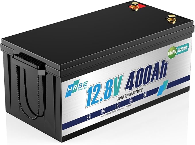12V 400Ah LiFepo4 Battery, Rechargeable Lithium Batteries with 200A BMS, UP to 5000+ Deep Cycles, Perfect for Boat, Marine, RV, Solar, Trolling Motor