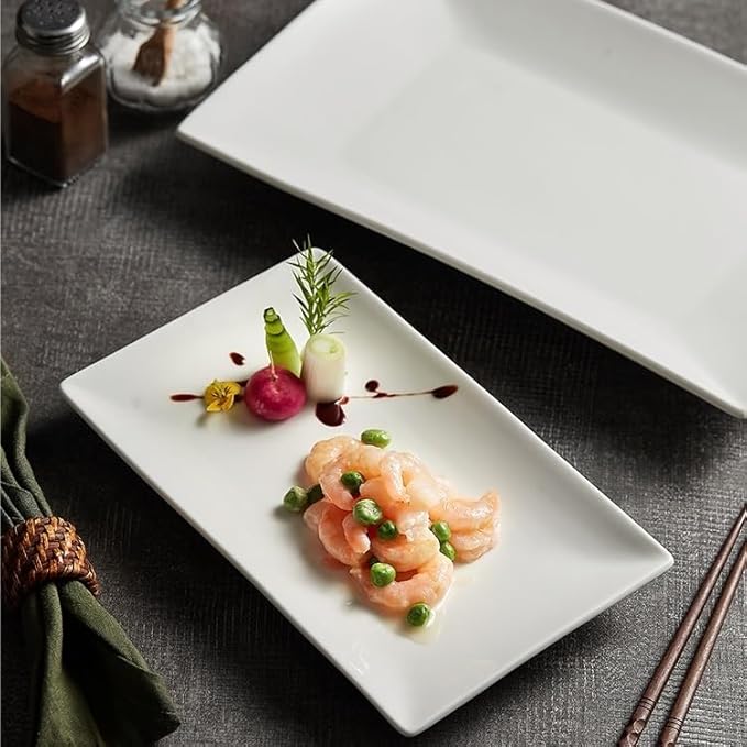 Camping Plates Ceramic Rectangular Dinner Plate Household Hotel Special Tableware Fish Decorative Plate(12.7 inch)