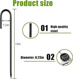 Rebar-Stakes-12Inch,J Hooks Ground Stakes Anchors for Gardening Black Coated Ground Stakes 10pcs Anti-Rust Heavy Duty Dog Fence Fixed Water Pipes Soccer Goals Tent Camping Trampoline