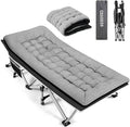 Portable Camping Cot, Sleeping Cots for Adults, 28" Extra Wide Folding Cot Max Load 600LBS with Thick Mattress, Portable Camping Bed for Outdoor Camp/Office, Home Nap (Black+Grey)
