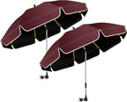 2Pack 48.8 inch Large Beach Umbrella with Clamp Sun Shade for Beach Chair, 360°Adjustable UV Protection Golf Umbrella with Clip for Stroller Wheelchair Camping Chair
